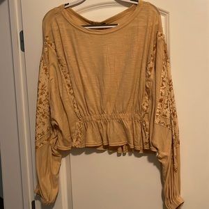 Free people long sleeve blouse. Dark tan/orange color.